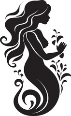Abyssal Allure Black Mermaid Symbol Enigmatic Elegance Mermaid Logo Icon