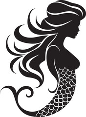 Inky Depths Mermaid Black Vector Design Abyssal Allure Black Mermaid Symbol