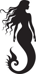 Twilight Tranquility Black Mermaid Icon Enigma Elegance Vector Mermaid Logo