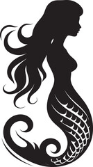 Nocturnal Nautilus Black Mermaid Icon Design Shadowed Shores Mermaid Vector Logo