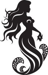 Shadowed Shores Mermaid Vector Logo Midnight Mystique Black Mermaid Symbol