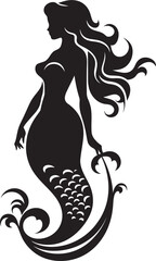 Tritons Harmony Vector Mermaid Emblem Majestic Marine Muse Black Mermaid Logo Icon