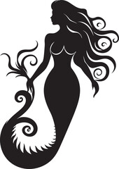 Sirens Serenade Vector Mermaid Icon Tritons Tale Black Vector Mermaid Design