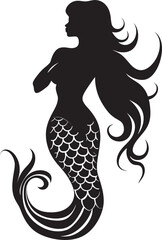 Tritons Tale Black Vector Mermaid Design Oceanic Oracle Mermaid Logo Emblem