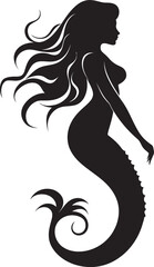 Nautical Nymph Black Mermaid Vector Icon Ethereal Enchantment Vector Mermaid Symbol