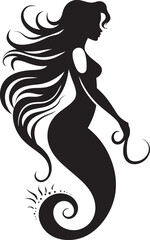 Oceanic Elegance Black Mermaid Vector Design Mythical Depths Mermaid Black Vector Symbol
