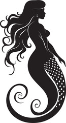 Seafaring Siren Vector Mermaid Logo Icon Enchanted Depths Black Vector Mermaid Symbol