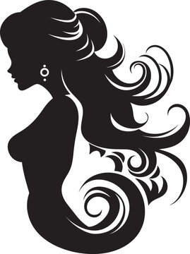 Lagoon Legend Mermaid Vector Emblem Abyssal Elegance Black Mermaid Icon Design