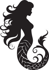 Lagoon Legend Vector Mermaid Logo Icon Abyssal Allure Black Mermaid Vector Symbol