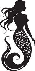 Serpentine Splendor Black Mermaid Icon Marine Melody Vector Mermaid Emblem