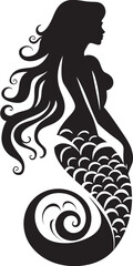 Ethereal Enchantment Mermaid Vector Design Seafaring Siren Black Vector Mermaid Icon