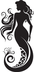 Seafaring Siren Black Vector Mermaid Icon Nautical Nymph Vector Mermaid Logo