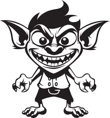 Diminutive Delight Black Goblin Design Miniature Menace Cartoon Midget Logo