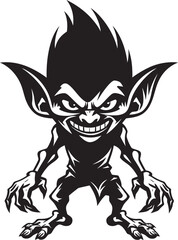 Fun Size Fantasy Black Goblin Logo Infernal Imps Cartoon Vector Design