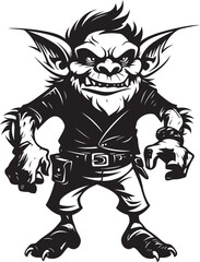 Goblin Glee Cartoon Midget Vector Wee Whimsy Black Goblin Icon Design