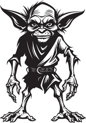Wee Whimsy Black Goblin Icon Design Micro Mayhem Cartoon Goblin Logo