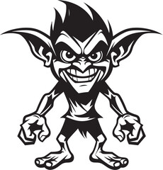 Midget Marvels Cartoon Goblin Emblem Pocket Goblin Pals Black Logo Icon