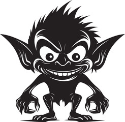 Goblin Giggles Cartoon Midget Icon Fun Size Fantasy Black Goblin Logo
