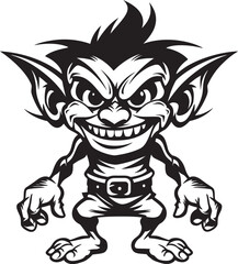 Infernal Imps Cartoon Vector Design Whimsical Wonders Black Goblin Symbol