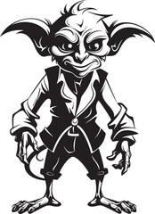 Wee Whimsy Black Goblin Icon Design Micro Mayhem Cartoon Goblin Logo