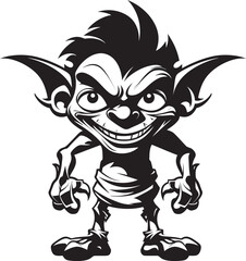 Goblin Glee Cartoon Midget Vector Wee Whimsy Black Goblin Icon Design