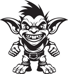 Laughing Lilliputian Black Goblin Design Goblin Glee Cartoon Midget Emblem