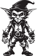 Goblin Giggles Cartoon Midget Logo Fun Size Fantasy Black Goblin Vector
