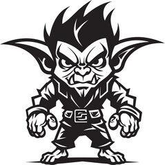Midget Mischief Black Vector Goblin Icon Pocket Goblin Pals Logo Icon Design