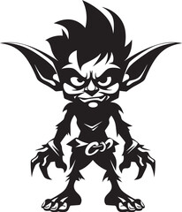 Pint Sized Prankster Black Vector Logo Goblin Giggles Cartoon Midget Emblem