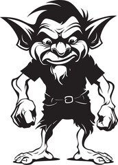 Laughing Lilliputian Cartoon Goblin Logo Goblin Grins Black Vector Midget