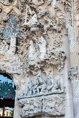 Facade of the Sagrada Familia, Barcelona, Catalonia, Spain