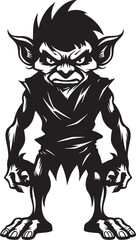 Pocket Sized Prankster Black Vector Emblem Micro Menace Goblin Character Logo Icon