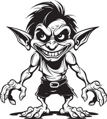 Lilliputian Laughter Goblin Logo Vector Impish Imprints Black Midget Goblin Icon