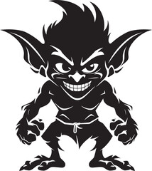 Diminutive Devilry Black Goblin Logo Design Pixie Sized Pranks Vector Goblin Icon