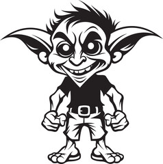 Diminutive Delight Black Goblin Icon Design Wee Whimsy Vector Goblin Logo Icon