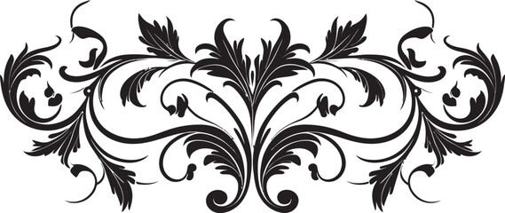 Obraz premium Opulent Onyx Tracery Black Border Design Sophisticated Scrollwork Ornamental Emblem