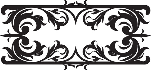 Sophisticated Scrollwork Ornamental Emblem Artistic Noir Elegance Vector Border Symbol