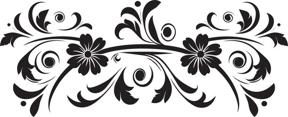 Sophisticated Scrollwork Ornamental Emblem Luxurious Lacework Black Decorative Icon