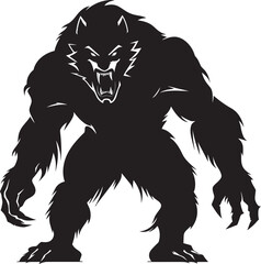 Midnight Predator Emblematic Design Lunar Lycanthrope Black Vector Mark