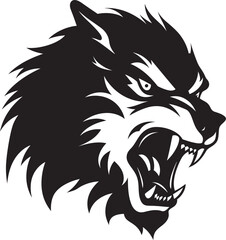 Fototapeta premium Lunar Lycanthrope Black Vector Mark Feral Night Beast Iconic Insignia