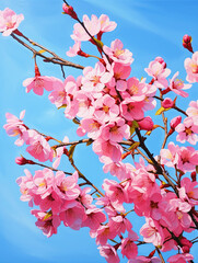 Beautiful cherry blossom tree branch with blooming flowers - ai generative