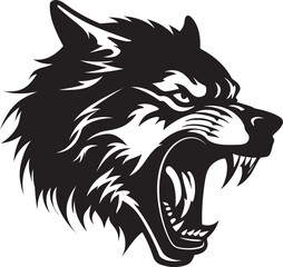 Midnight Predator Emblematic Design Lunar Lycanthrope Black Vector Mark