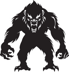 Feral Night Beast Icon Design Nocturnal Howler Insignia