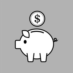  White piggy bank on gray background, vector icon - 699712004