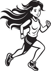 Fototapeta na wymiar Fluid Momentum Logo Design of Running Woman in Vector Graceful Agility Black Womans Vector Logo