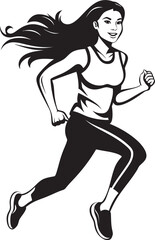 Athletic Flow Vector Logo of Running Woman Chic Movement Black Vector Running Woman Icon