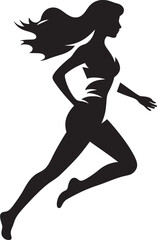 Elegant Agility Black Womans Running Icon in Vector Dynamic Sprint Running Womans Vector Logo