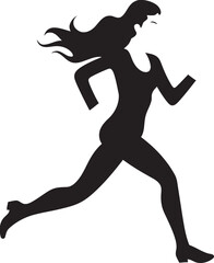 Sleek Momentum Vector Icon of a Running Woman in Black Empowered Flow Black Vector Running Woman Icon