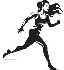 Graceful Velocity Black Vector Logo of Running Woman Dynamic Strides Womans Black Vector Running Icon