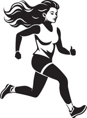 Fototapeta na wymiar Stylish Sprint Vector Icon of a Black Woman Running Fluid Elegance Black Vector Logo for Running Female